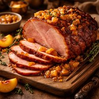 Glazed Ham with Peach Ginger Sauce