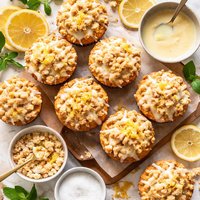 Glazed Lemon Streusel Muffins