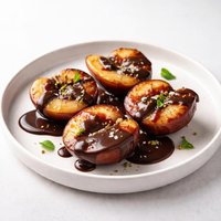 Glazed Nectarines with Chocolate Sauce