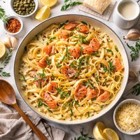 Gluten Free Pasta with Smoked Salmon and Tarragon Cream Sauce
