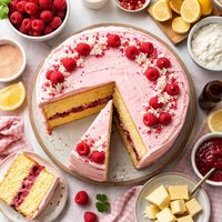Gluten Free Yellow Cake with Raspberry Filling Frosting
