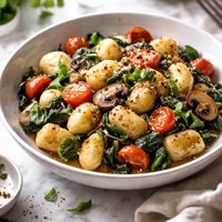 Gnocchi W Garlic Spinach Mushroom Grape Tomatoes