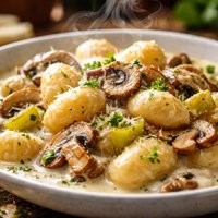 Gnocchi with Creamy Mushroom and Leek Sauce
