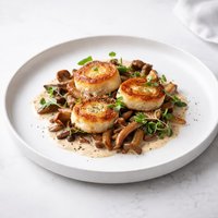 Goat Cheese Croutons with Wild Mushrooms in Maderia Cream