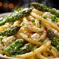 Goat Cheese Pasta with Roasted Asparagus