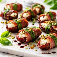 Goat Cheese Stuffed Dates with Basil Prosciutto