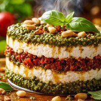 Goat Cheese Sun Dried Tomato and Pesto Torta