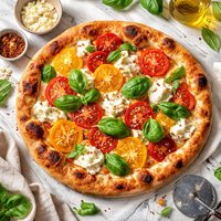 Goat Cheese Tomato and Basil Pizza