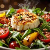 Goats Cheese Salad with Tomatoes Peppers and Rocket