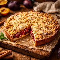 Golden Crumble Plum Pie