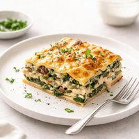 Golden Gruyere Spinach and Mushroom Lasagna