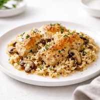 Golden Mushroom Chicken and Rice Casserole