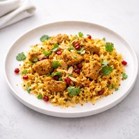 Golden Saffron and Cardamom Spiced Chicken Rice Pilau