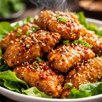 Golden Sesame Chicken with Ginger Dressing