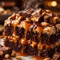 Gooey Snickers Cake