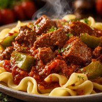 Goulash with Green Peppers and Noodles