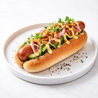 Gourmet Hot Dog with Deluxe Toppings