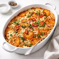 Gourmet Sweet Potato Gratin with Chiles and Cream Casserole