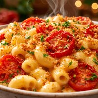 Gratineed Macaroni and Cheese with Tomatoes