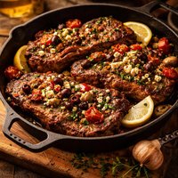 Grecian Skillet Rib Eyes