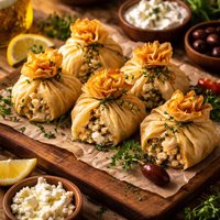Greek Chicken and Feta Phyllo Bundles