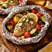 Greek Chicken and Vegetables in Foil