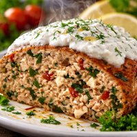 Greek Chicken Meatloaf with Tzatziki Sauce