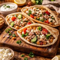 Greek Chickpea Tuna Pitas