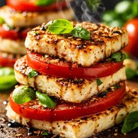 Greek Grilled Cheese and Tomato Stacks