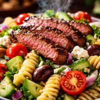 Greek Grilled Steak Pasta Salad