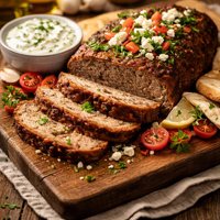 Greek Gyro Meatloaf with Cucumber Yogurt Sauce