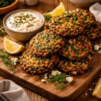 Greek Herbed Spinach Latkes with Feta Yogurt Sauce
