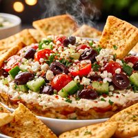Greek Layered Dip with Pita Chips