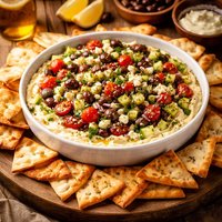 Greek Layered Dip with Pita Crisps