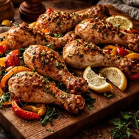 Greek Lemon Chicken Drumsticks with Peppers