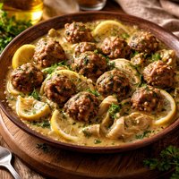 Greek Meatballs with Artichokes and Lemon Sauce