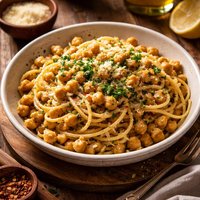 Greek Pasta with Chickpeas and Garlic Lemon Sauce Makaronia Me