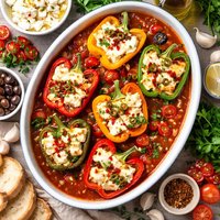 Greek Peppers with Feta Cheese and Tomato Sauce