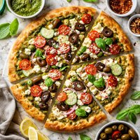 Greek Pesto Ricotta Pizza