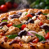 Greek Pizza with Chicken Feta and Olives