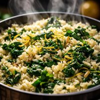 Greek Rice and Spinach for Steaming in Pressure Cooker