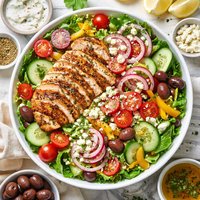 Greek Salad with Oregano Marinated Chicken