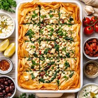 Greek Spinach Chicken Casserole in Phyllo