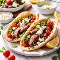 Greek Steak Pitas