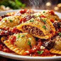 Greek Style Beef and Cheese Ravioli