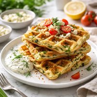 Greek Style Cheese and Spinach Waffles
