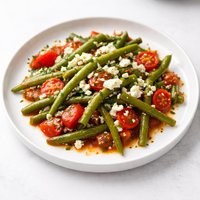 Greek Style Green Beans with Tomatoes and Feta Cheese