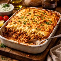 Greek Style Lamb and Macaroni Casserole