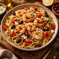 Greek Style Pasta with Shrimp and Feta