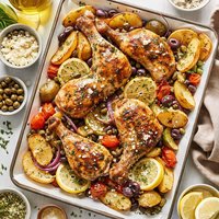 Greek Style Roasted Chicken Legs Potatoes and Capers